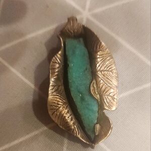 Vintage Navajo Silver and Druzy Pendant Signed M.S.M EUC